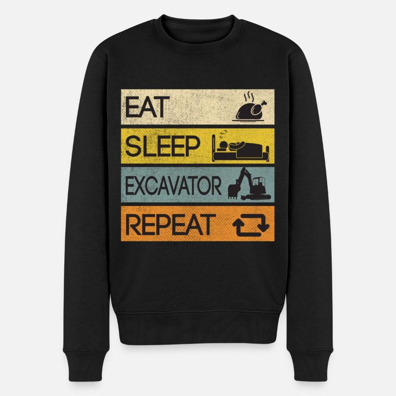 Bagger Baustelle Baggern Repeat - Männer Premium Bio Pullover - Schwarz