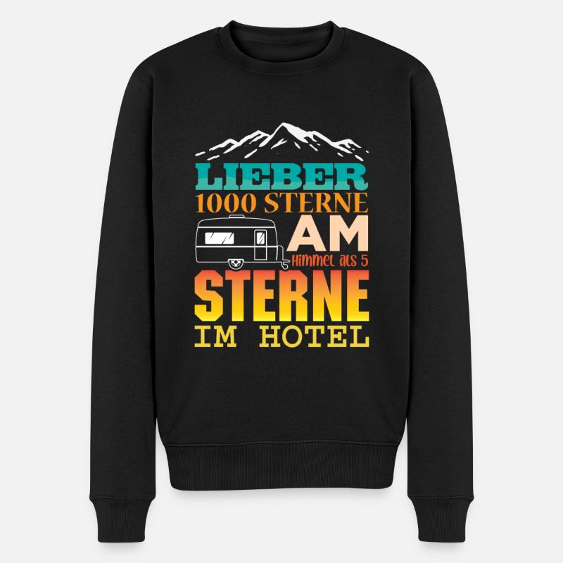 Camper Camping Wohnwagen Spruch Urlaub - Männer Premium Bio Pullover - Schwarz