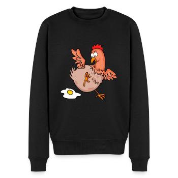 Le poulet met un œuf de dessin animé - Pull Premium bio Homme - noir - Devant - Nico (187cm)