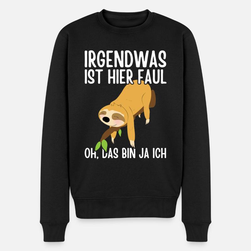 Faultier Sloth Faul Lustiger Spruch chillen schlaf - Männer Premium Bio Pullover - Schwarz