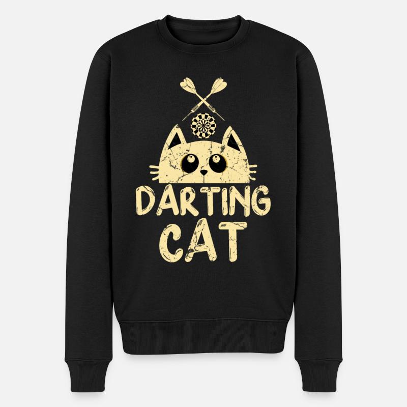 Dartspieler Katze - Männer Premium Bio Pullover - Schwarz