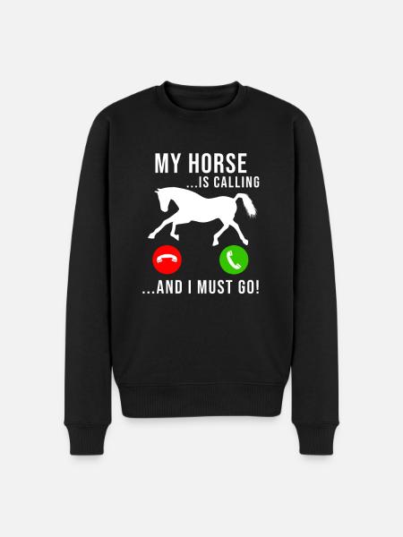 Horse Calls To Horses Girl Funny Riding Stable - Men's Premium Organic Jumper - black