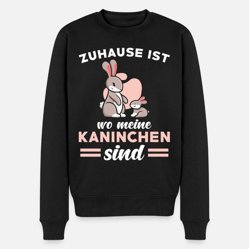 Kaninchen Spruch niedlich - Männer Premium Bio Pullover - Schwarz