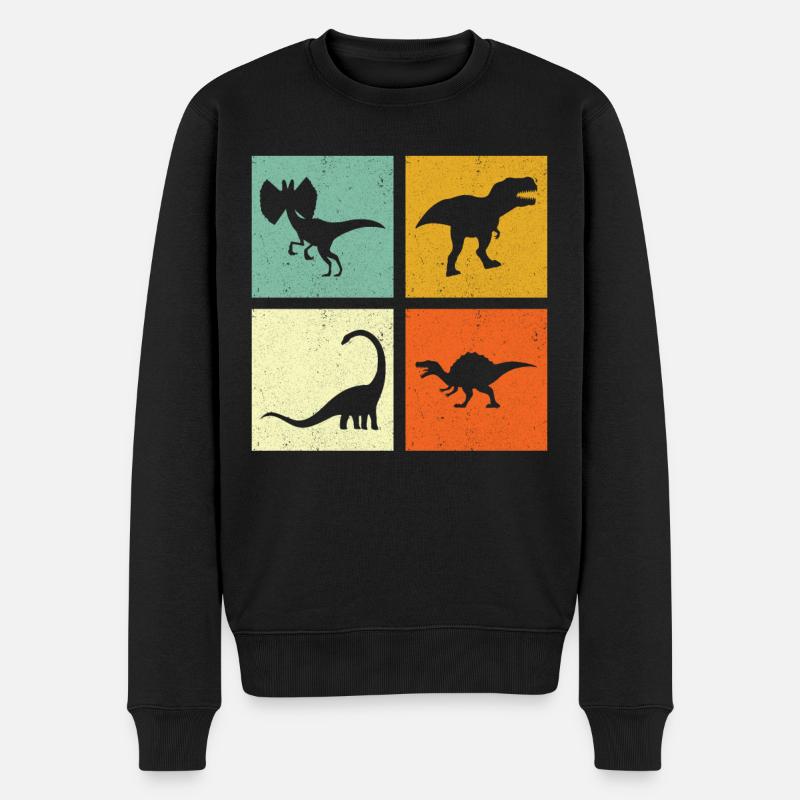 Dino Dinosaurier - Männer Premium Bio Pullover - Schwarz