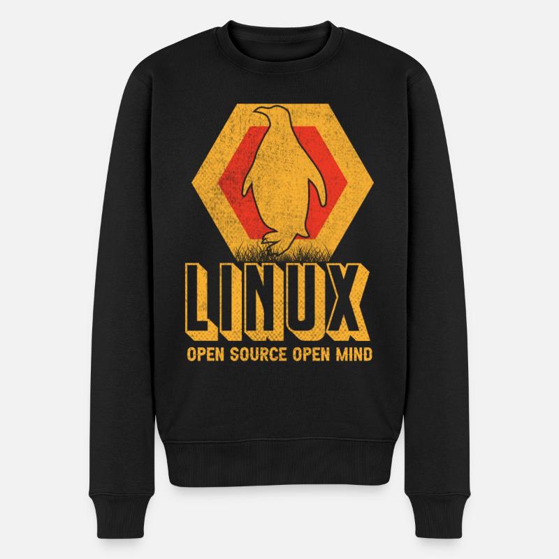Linux Geek Pinguin Nerd Informatiker - Männer Premium Bio Pullover - Schwarz