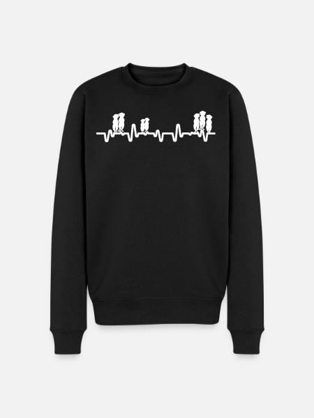 Herzschlag Erdmännchen - Männer Premium Bio Pullover - Schwarz