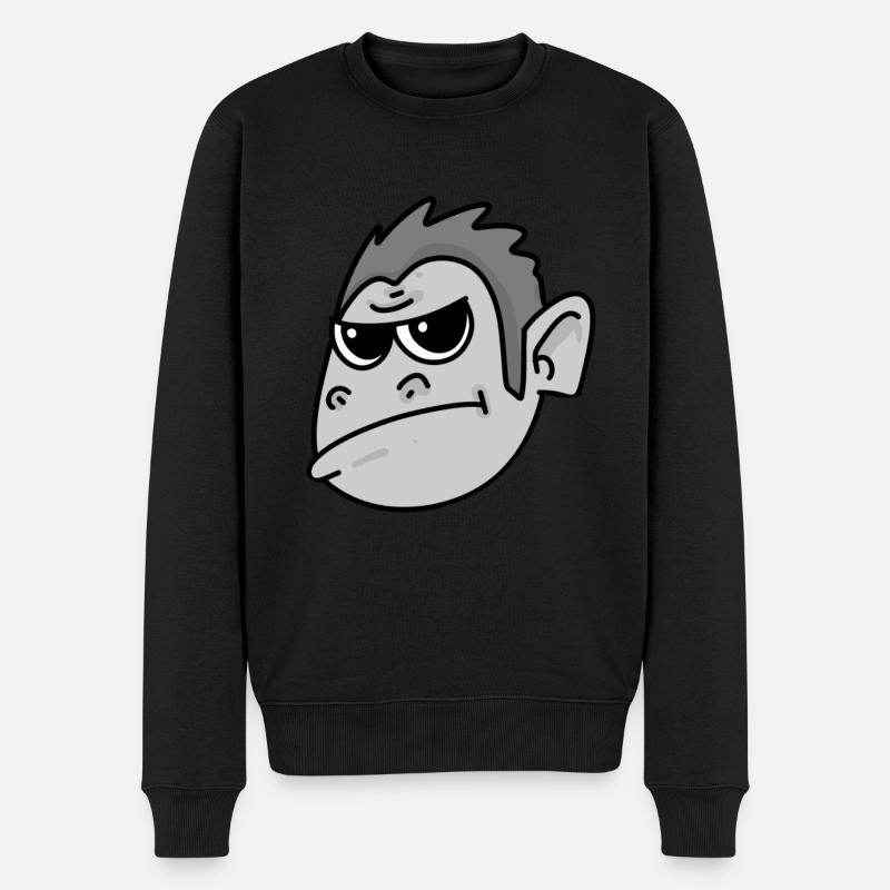 Gorilla Kopf - Männer Premium Bio Pullover - Schwarz