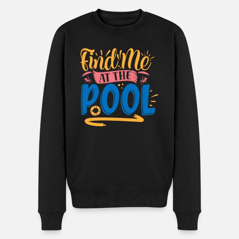Bin am Pool - Männer Premium Bio Pullover - Schwarz