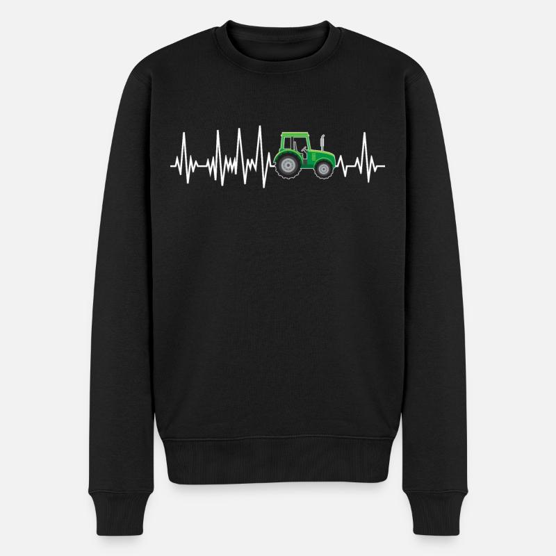 Traktor Bauern Herzschlag Feld Landwirt - Männer Premium Bio Pullover - Schwarz