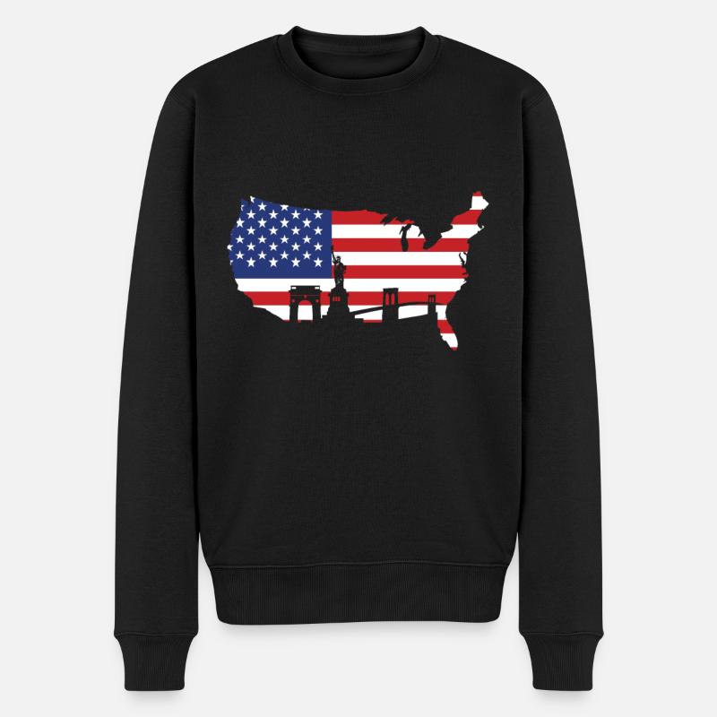 Drapeau usa - Pull Premium bio Homme - noir