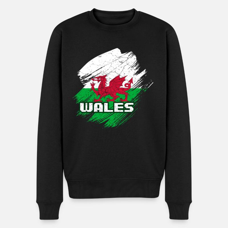 Pays de Galles Drapeau - Pull Premium bio Homme - noir