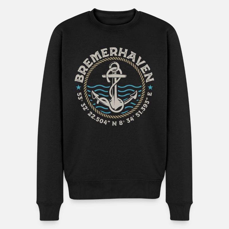 Bremerhaven Bremen Küste Norddeutschland Geschenk - Männer Premium Bio Pullover - Schwarz