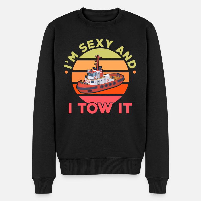 Schleppboot - Männer Premium Bio Pullover - Schwarz