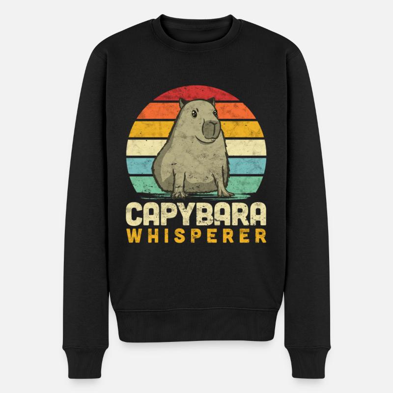 Capybara Flüsterer Wasserschwein Spruch - Männer Premium Bio Pullover - Schwarz