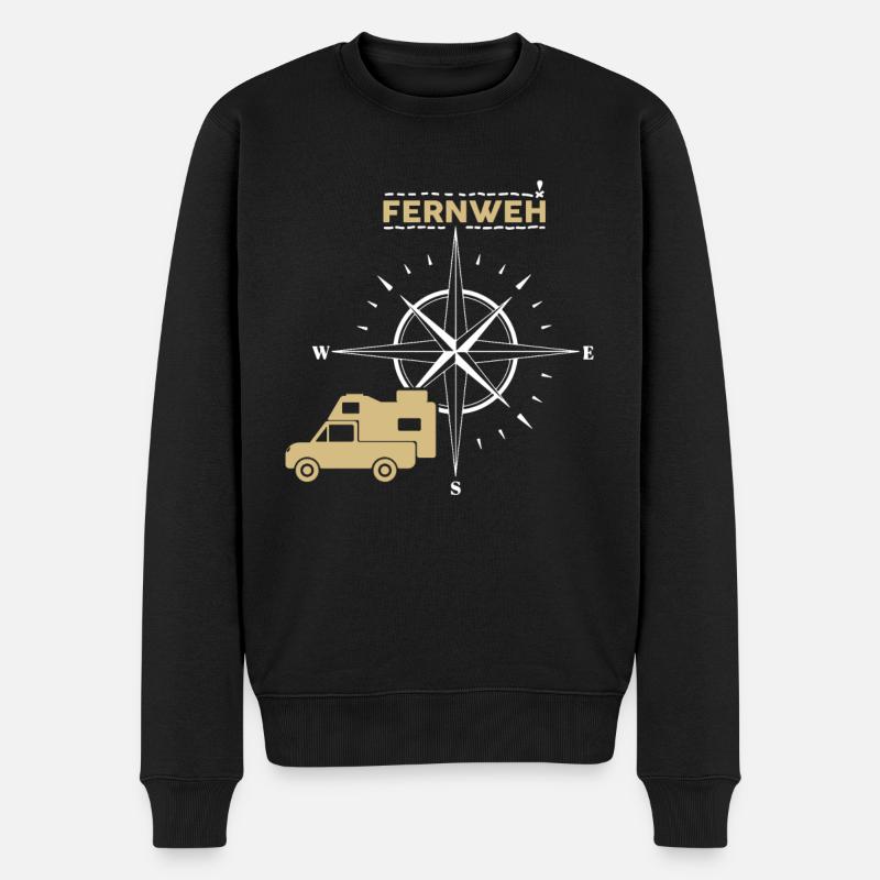 Pickup mit Wohnkabine Absetzkabine Fernweh - Männer Premium Bio Pullover - Schwarz