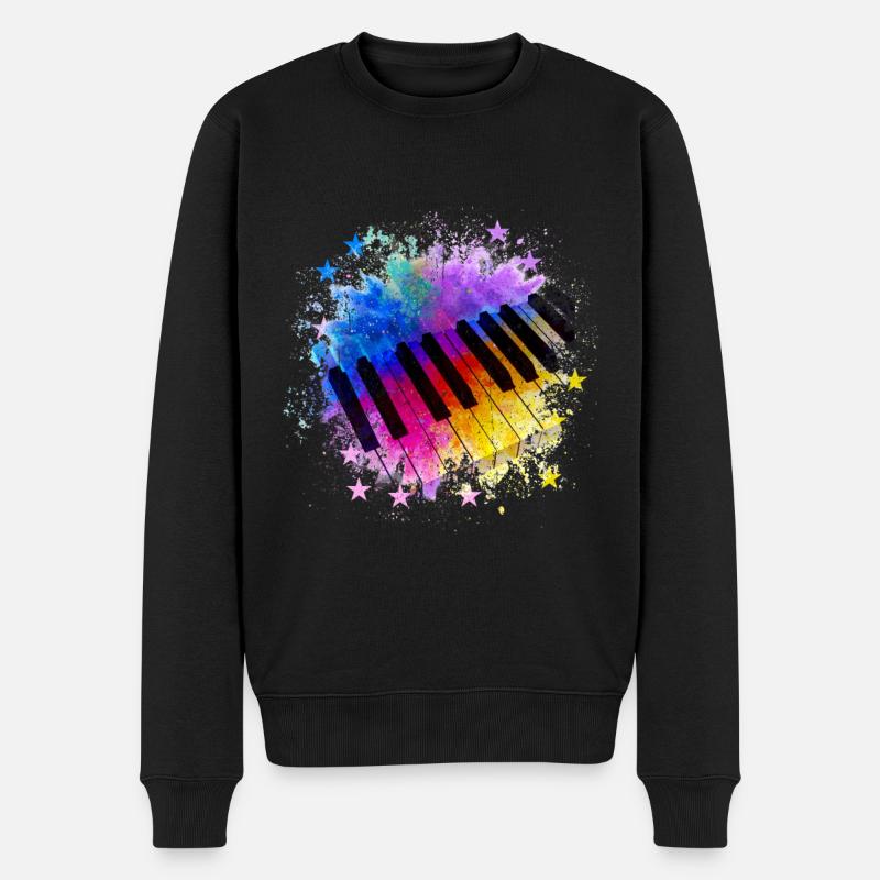 Klavier Pianist Piano Geschenk Musik Synthesizer - Männer Premium Bio Pullover - Schwarz