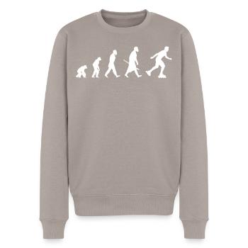 Evolution of roller blade - Männer Premium Bio Pullover - Taupe - Vorne - Nico (187cm)