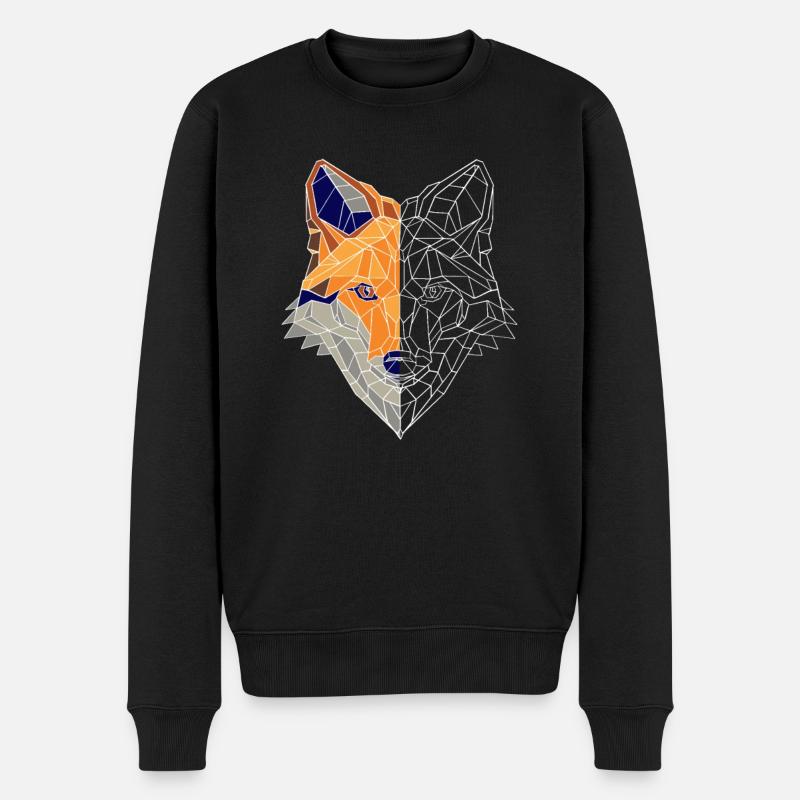 Polygon Fuchs Fox Zeichnung Geometrie - Männer Premium Bio Pullover - Schwarz