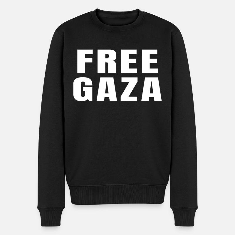 Free Gaza - Männer Premium Bio Pullover - Schwarz