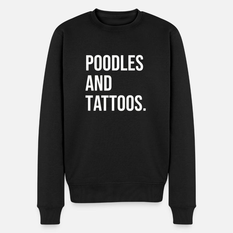 Caniche et tatouages - Pull Premium bio Homme - noir