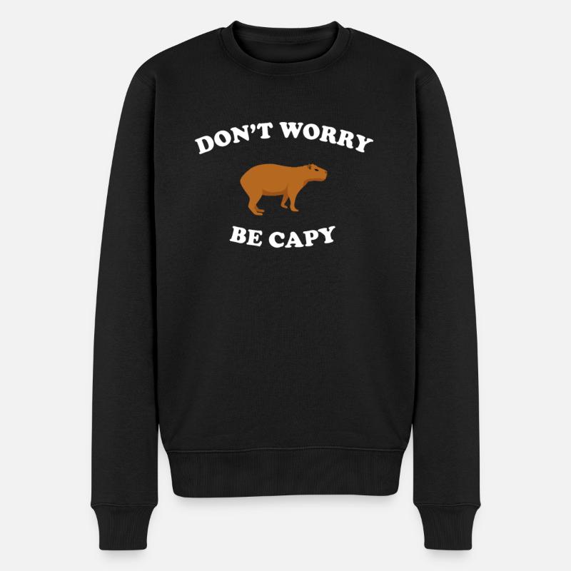 don't worry be capy, capybara - Männer Premium Bio Pullover - Schwarz