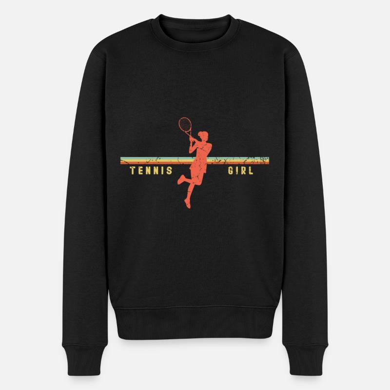 Tennis Mädchen - Männer Premium Bio Pullover - Schwarz