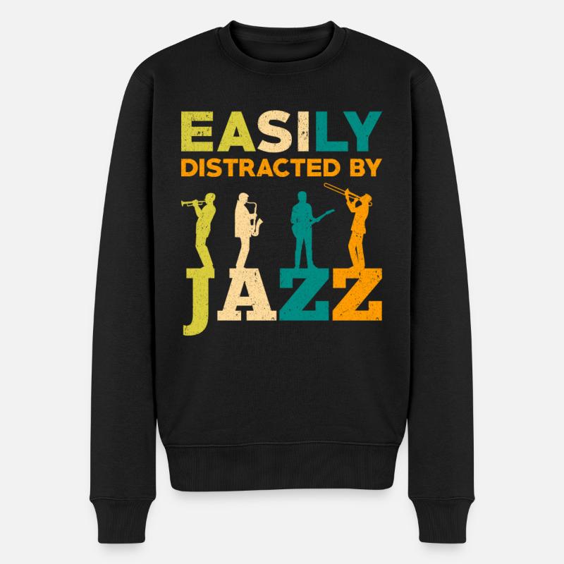 Jazz Musik - Männer Premium Bio Pullover - Schwarz