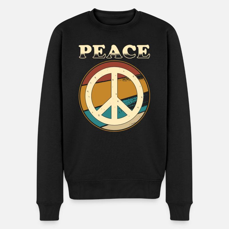 Peacezeichen - Männer Premium Bio Pullover - Schwarz