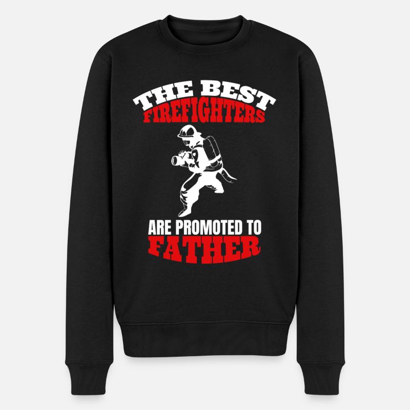 Feuerwehr Dad Papa Vatertag Feuerwehrmann Vater - Männer Premium Bio Pullover - Schwarz
