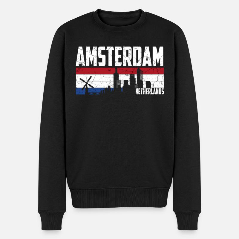 Amsterdam Skyline Pays-Bas - Pull Premium bio Homme - noir