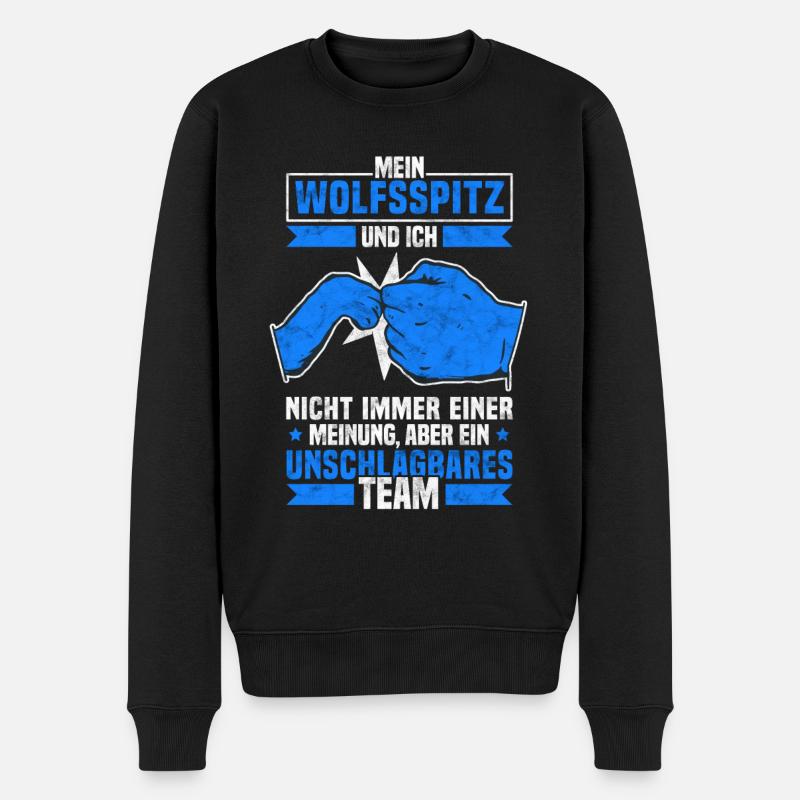 Mein Wolfsspitz und Ich Spitz Besitzer Spruch - Männer Premium Bio Pullover - Schwarz