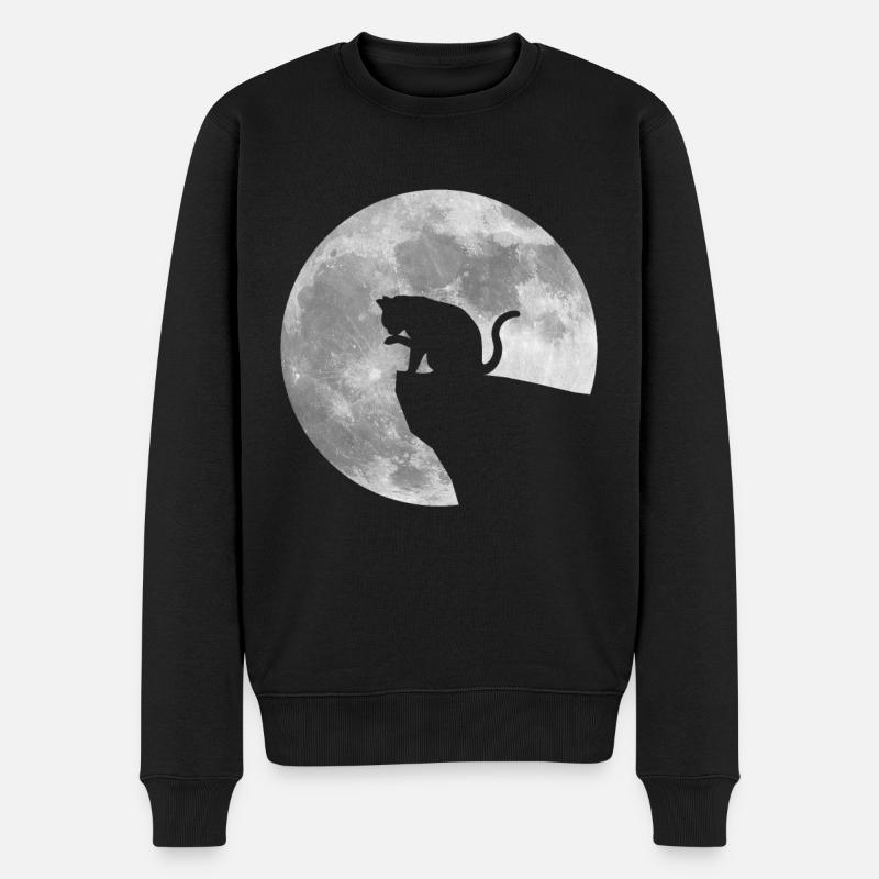 Lune Chat - Pull Premium bio Homme - noir