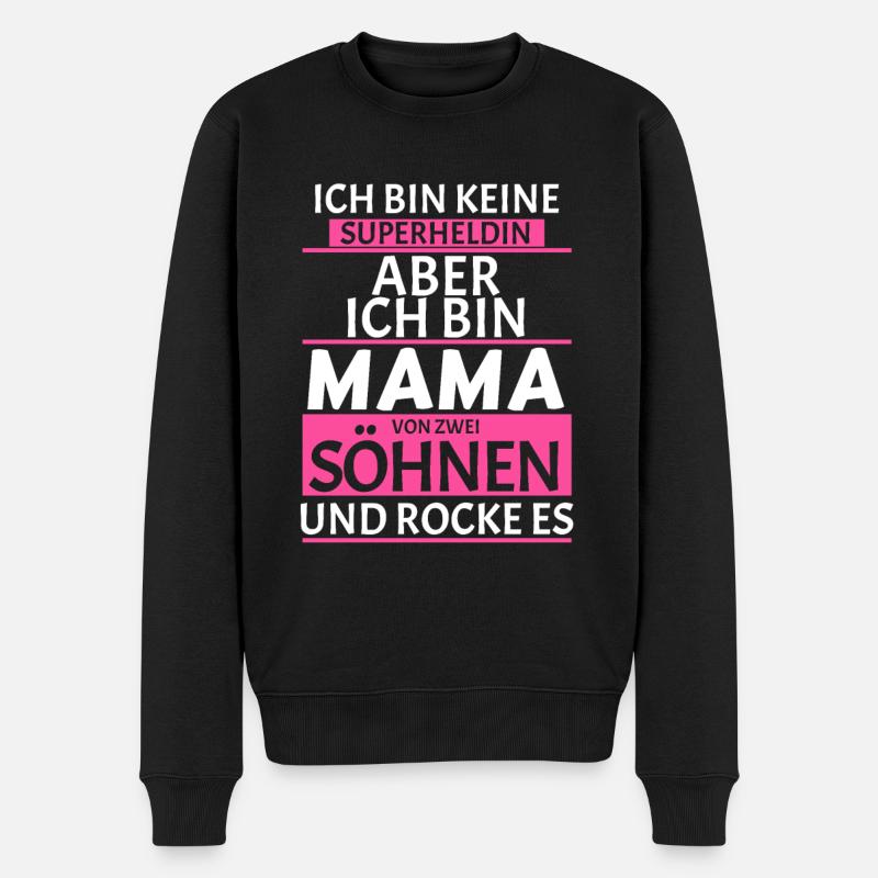 Mama von zwei Söhnen - Männer Premium Bio Pullover - Schwarz