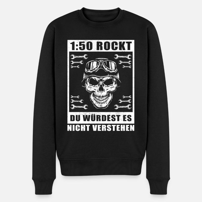 Mofa Moped Mofafahrer Mopedfahrer Geschenk - Männer Premium Bio Pullover - Schwarz