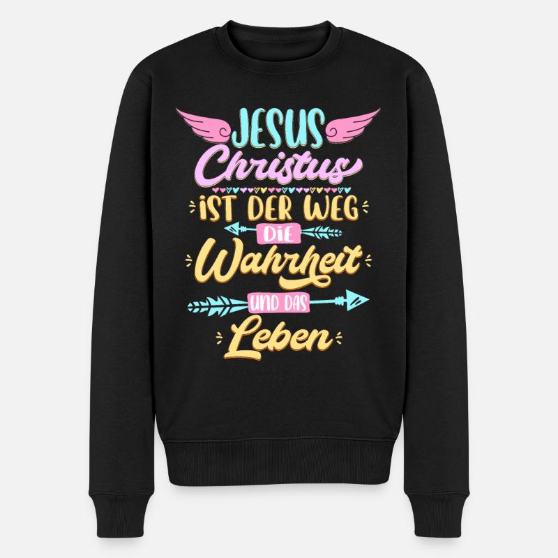 Jesus Christus Geschenk für Christen - Männer Premium Bio Pullover - Schwarz