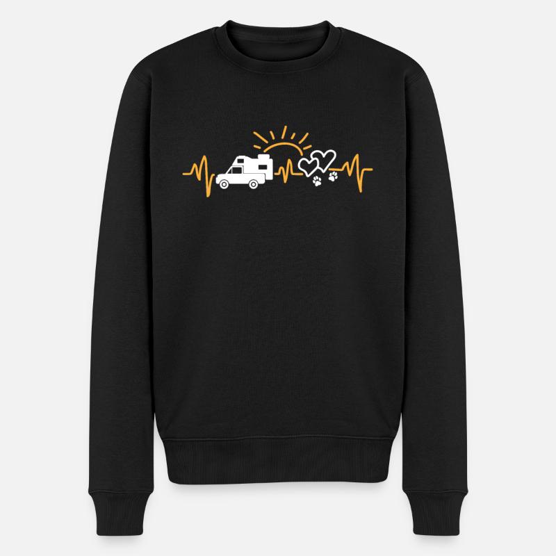 Pickup Wohnkabine Camping Herzschlag mit Hund - Männer Premium Bio Pullover - Schwarz