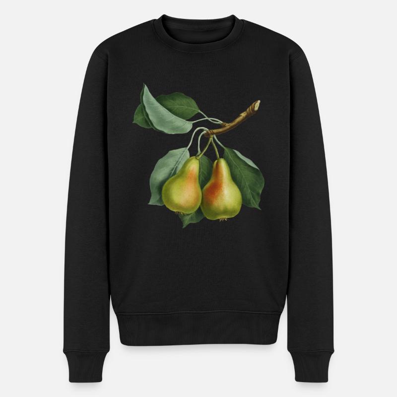 Vintage Birne, botanische Illustration, Zeichnung - Männer Premium Bio Pullover - Schwarz