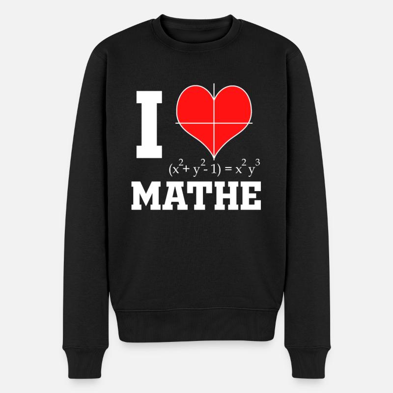 J’aime les mathématiques - Mathématicien et professeur de mathématiques Cœur - Pull Premium bio Homme - noir