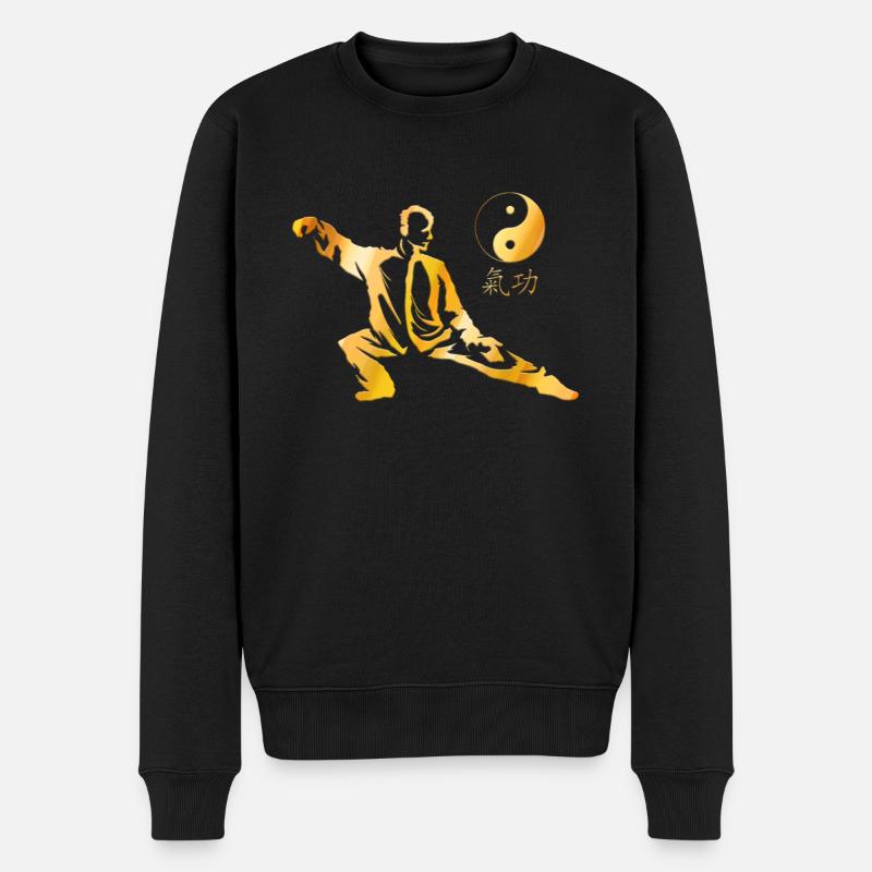 Tai Chi Meister Yin Yang Chakra Energie Zen - Männer Premium Bio Pullover - Schwarz
