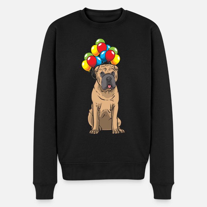 Shar Pei chien avec des ballons - Pull Premium bio Homme - noir
