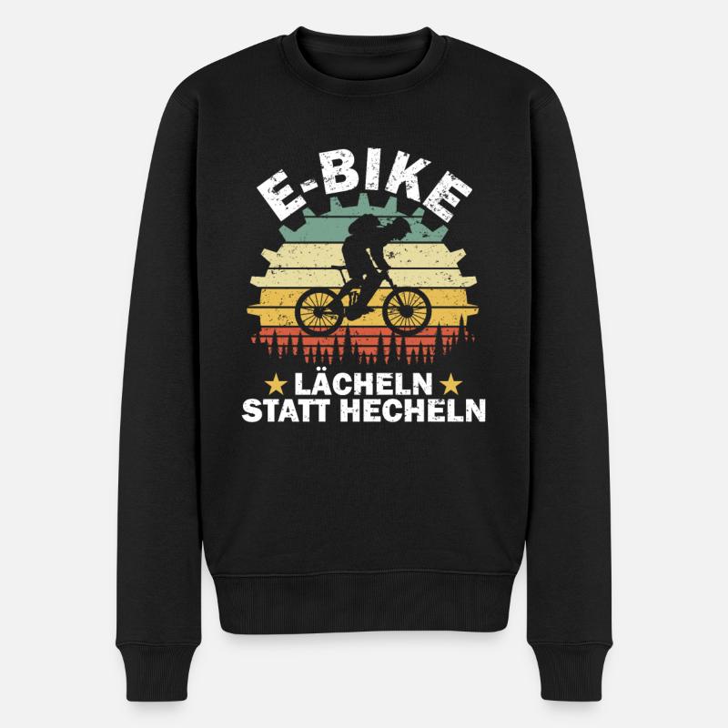Fahrrad lächeln statt hecheln - Männer Premium Bio Pullover - Schwarz