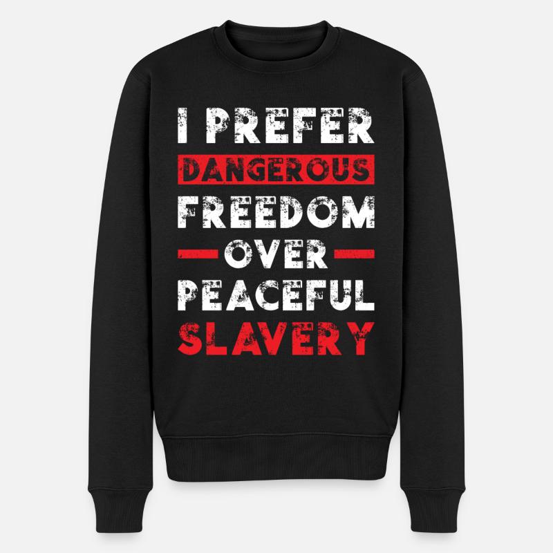 Freedom over Fear - Männer Premium Bio Pullover - Schwarz