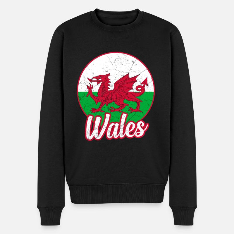 Wales Flagge - Männer Premium Bio Pullover - Schwarz