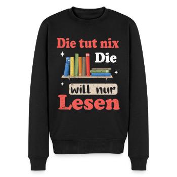 Buch - Männer Premium Bio Pullover - Schwarz - Vorne - Nico (187cm)
