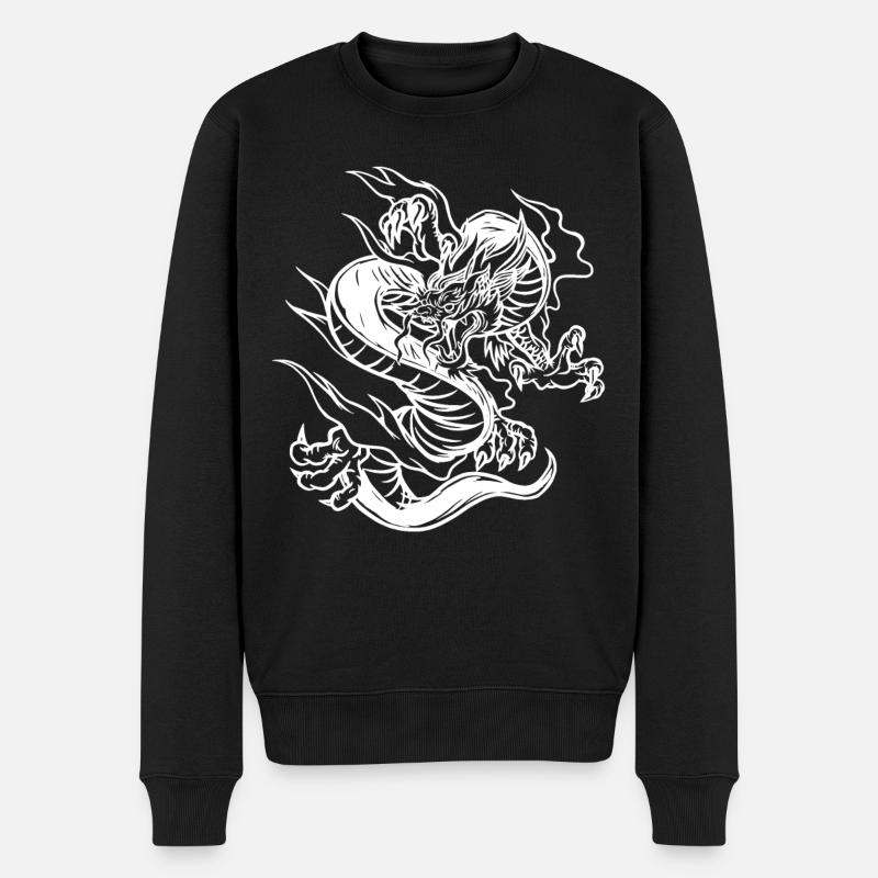 mit chinesischen Drachen chinesischem Drache - Männer Premium Bio Pullover - Schwarz