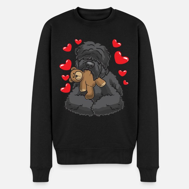 Russischer Schwarzer Terrier mit Kuscheltier - Männer Premium Bio Pullover - Schwarz