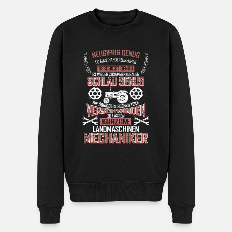 Lustiger Landmaschinenmechaniker Spruch - Traktor - Männer Premium Bio Pullover - Schwarz