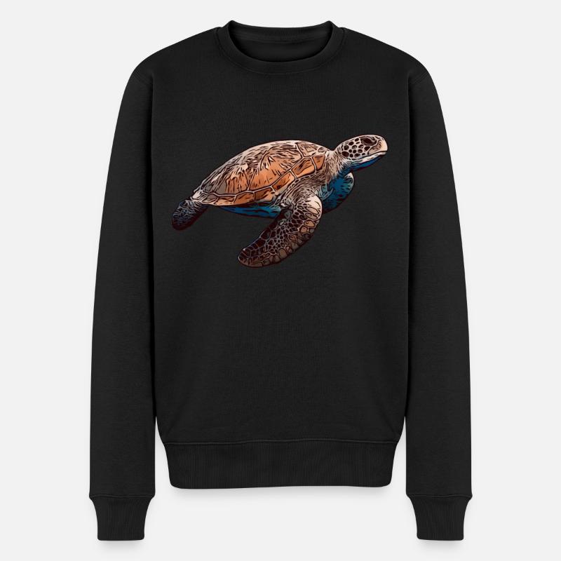 Schildkröte Tiermotiv Schildkröten Tier Motiv - Männer Premium Bio Pullover - Schwarz