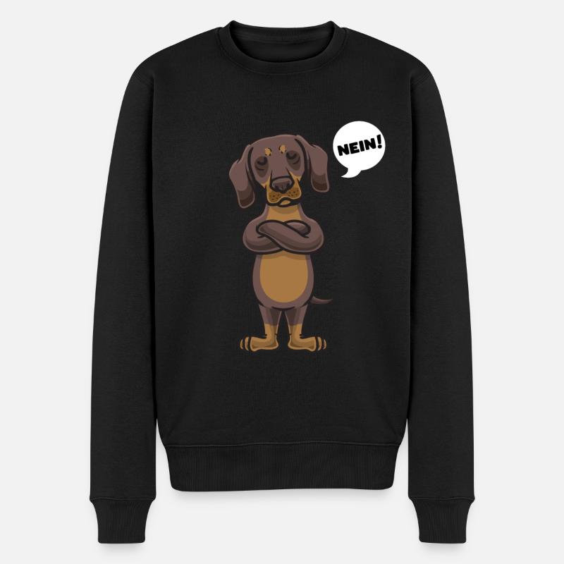 Sturer Dackel Hund lustig Teckel Hundebesitzer - Männer Premium Bio Pullover - Schwarz