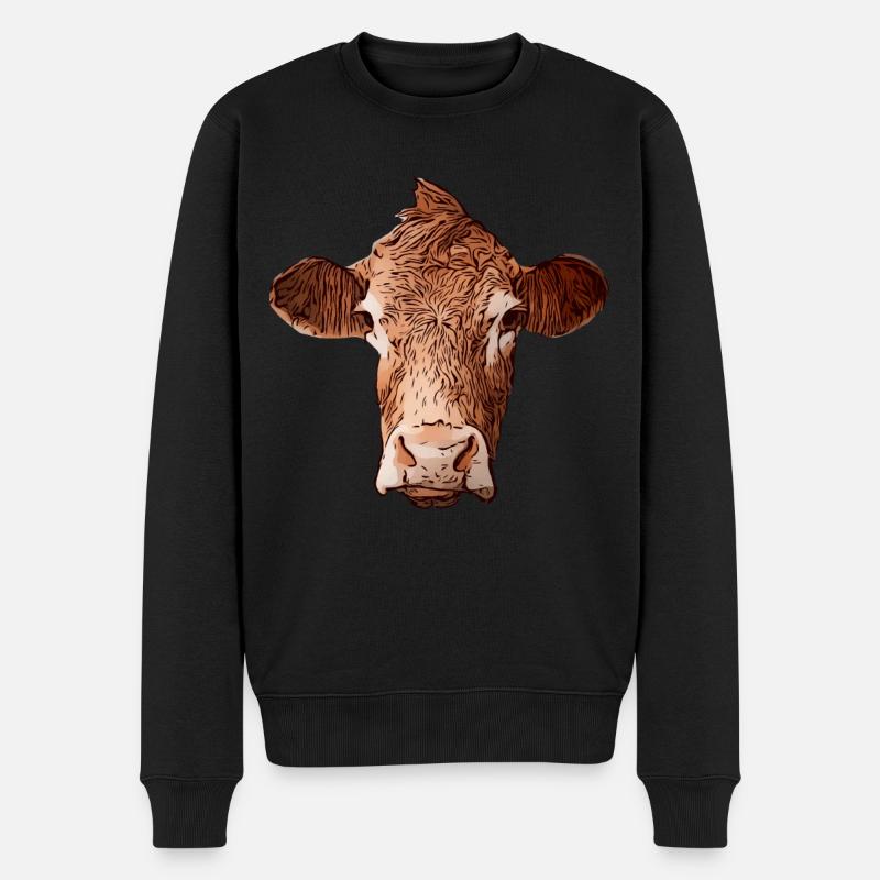 Kuh Kuhmotiv Tiergesicht Tiermotiv - Männer Premium Bio Pullover - Schwarz